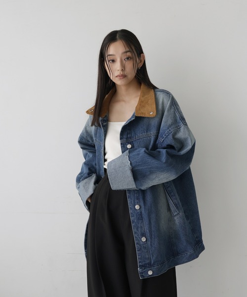 hellam(へラム)の「コーデュロイカラーデニムジャケット(デニムジャケット・レディース・インディゴブルー/グレー/ブルー/ブラウン・FREE)」の14枚目の写真