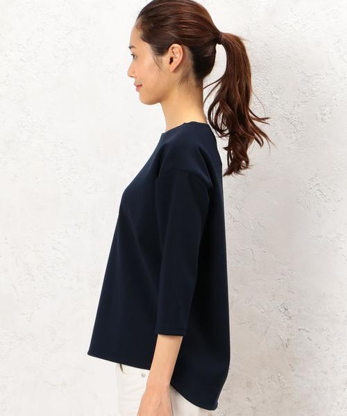 green label relaxing(グリーンレーベルリラクシング)の「KF ジョーゼット ボンディング プルオーバー カットソー◆(Tシャツ/カットソー・レディース・オフホワイト/ネイビー・FREE)」の5枚目の写真