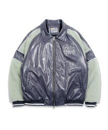 FLEECE LEATHER BLOUSON_GREY