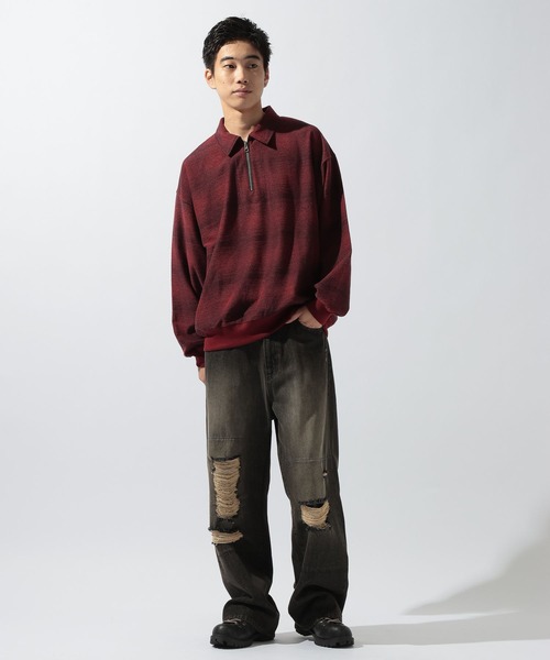 niko and...(ニコアンド)の「ジャガードオンブレハーフZIPプルオーバー(Tシャツ/カットソー・メンズ・ブラック/ブルー/レッド・LARGE/MEDIUM)」の8枚目の写真