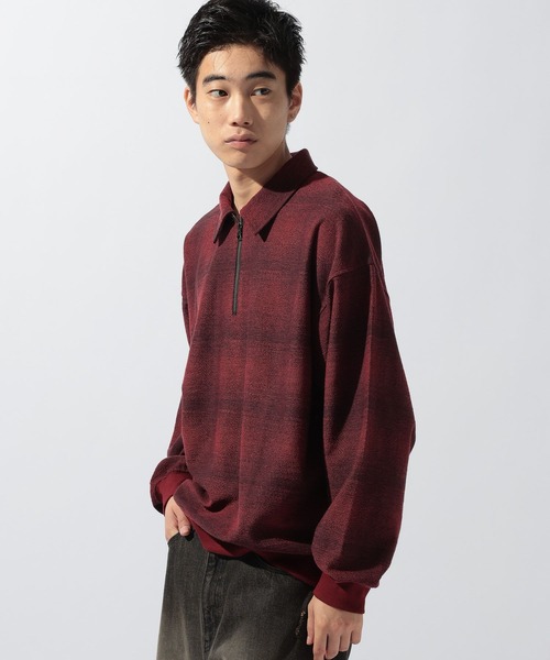 niko and...(ニコアンド)の「ジャガードオンブレハーフZIPプルオーバー(Tシャツ/カットソー・メンズ・ブラック/ブルー/レッド・LARGE/MEDIUM)」の11枚目の写真