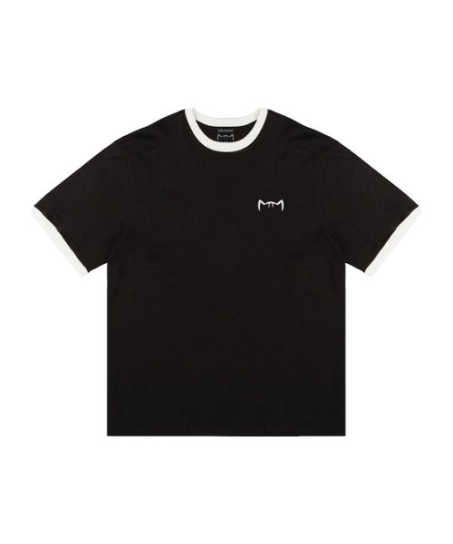 KIKIMIMI(キキミミ)の「リンガーキティスモールロゴTシャツ(ブラック)(Tシャツ/カットソー・レディース・ブラック・SMALL/MEDIUM/LARGE)」の1枚目の写真