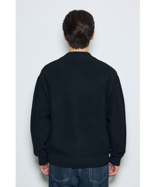 AZUL by moussy(アズールバイマウジー)の「テクスチャーニットジップブルゾン 秋服 冬服(ブルゾン・メンズ・ブラック/ネイビー/ライトグレー・LARGE/MEDIUM)」の8枚目の写真