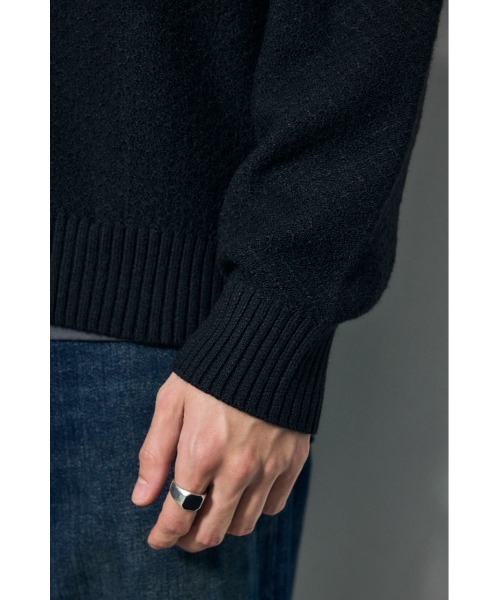 AZUL by moussy(アズールバイマウジー)の「テクスチャーニットジップブルゾン 秋服 冬服(ブルゾン・メンズ・ブラック/ネイビー/ライトグレー・LARGE/MEDIUM)」の11枚目の写真