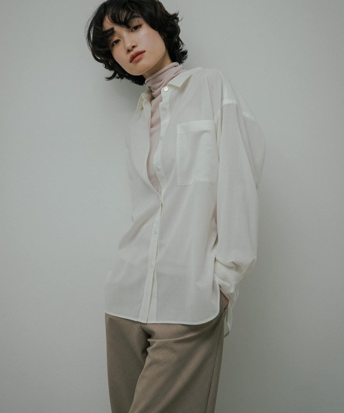 URBAN RESEARCH DOORS（アーバンリサーチドアーズ）の「Wool Blend Basic Shirts（シャツ/ブラウス・レディース・グレー/オフホワイト・FREE）」の19枚目の写真