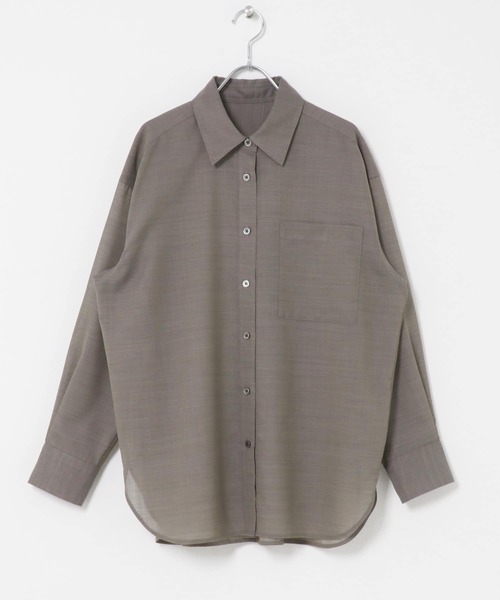 URBAN RESEARCH DOORS（アーバンリサーチドアーズ）の「Wool Blend Basic Shirts（シャツ/ブラウス・レディース・グレー/オフホワイト・FREE）」の8枚目の写真
