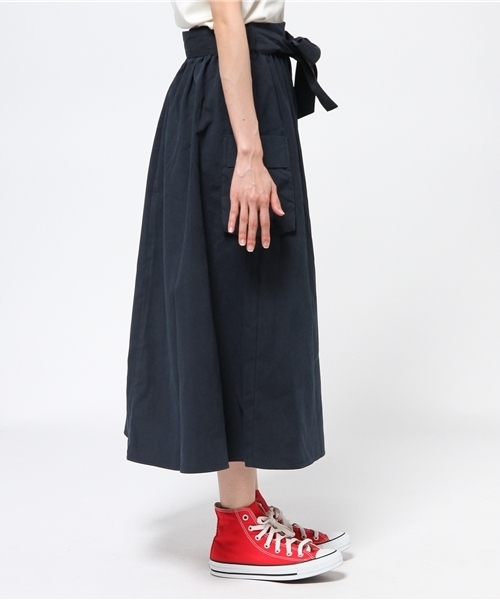 E hyphen world gallery(イーハイフンワールドギャラリー)の「フロントリボンマキシ丈スカート(スカート・レディース・ウッド/カーキ/ネイビー・FREE)」の5枚目の写真
