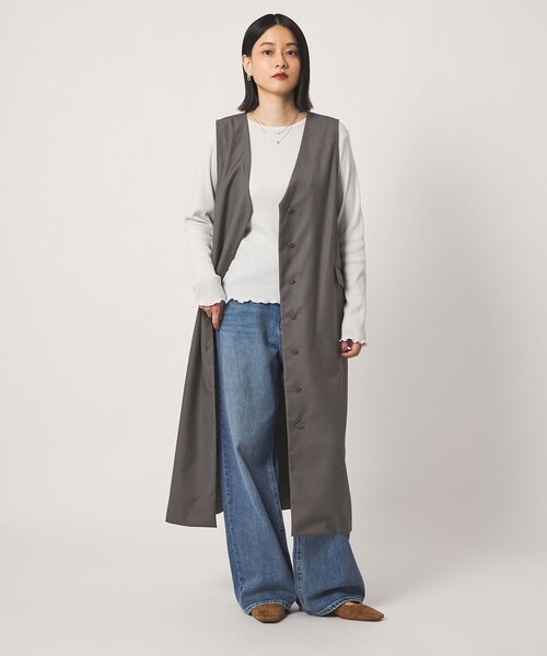 A DAY IN THE LIFE UNITED ARROWS(アデイインザライフユナイテッドアローズ)の「ボタン Vネック ジャンパースカート 2WAY -ウォッシャブル- <A DAY IN THE LIFE>(ワンピース・レディース・ネイビー/グレー系/ブラック・FREE)」の10枚目の写真