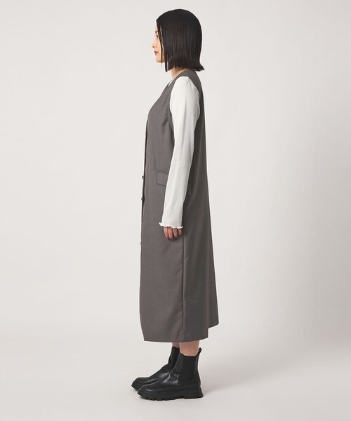 A DAY IN THE LIFE UNITED ARROWS(アデイインザライフユナイテッドアローズ)の「ボタン Vネック ジャンパースカート 2WAY -ウォッシャブル- <A DAY IN THE LIFE>(ワンピース・レディース・ネイビー/グレー系/ブラック・FREE)」の12枚目の写真