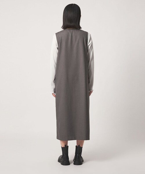 A DAY IN THE LIFE UNITED ARROWS(アデイインザライフユナイテッドアローズ)の「ボタン Vネック ジャンパースカート 2WAY -ウォッシャブル- <A DAY IN THE LIFE>(ワンピース・レディース・ネイビー/グレー系/ブラック・FREE)」の13枚目の写真
