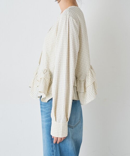 RIVE DROITE（リヴドロワ）の「【WEB限定/2WAY】チェックペプラムシャツ（秋服）（シャツ/ブラウス・レディース・ネイビー/アイボリー・FREE）」の22枚目の写真