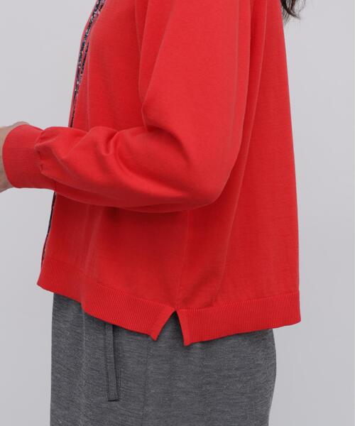 LIBERTY(リバティー)の「【リバティプリント使用 / ウォッシャブル】ハイゲージクリアコットンクルーネックカーディガン(ニット/セーター・レディース・ホワイト系その他/レッド/ブラック・MEDIUM)」の15枚目の写真