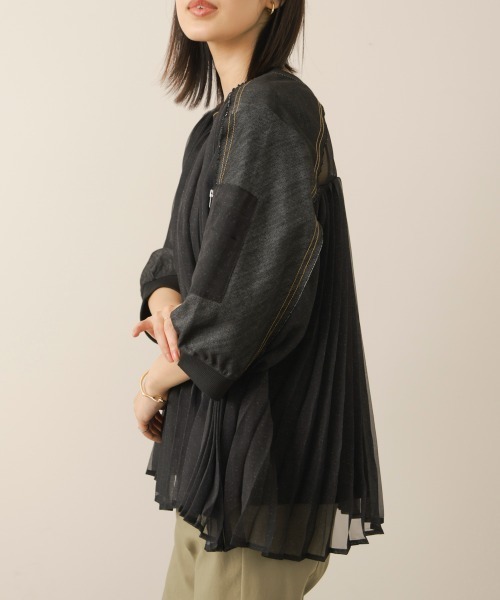 Bou Jeloud（ブージュルード）の「デニムシアープリーツブラウス（シャツ/ブラウス・レディース・インディゴブルー/ブラック・38）」の5枚目の写真