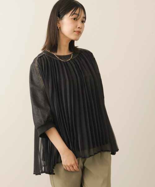 Bou Jeloud（ブージュルード）の「デニムシアープリーツブラウス（シャツ/ブラウス・レディース・インディゴブルー/ブラック・38）」の11枚目の写真