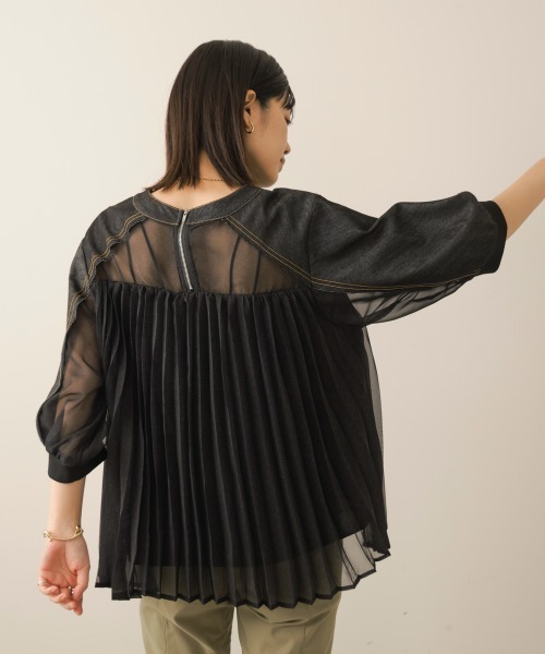 Bou Jeloud（ブージュルード）の「デニムシアープリーツブラウス（シャツ/ブラウス・レディース・インディゴブルー/ブラック・38）」の12枚目の写真
