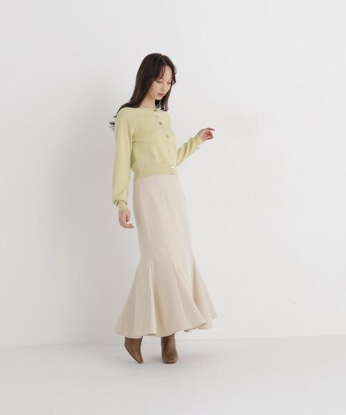 NATURAL BEAUTY BASIC(ナチュラルビューティーベーシック)の「ニュアンスボタンカーディガン(カーディガン/ボレロ・レディース・ライトグリーン/ブラック/オフホワイト・FREE)」の14枚目の写真