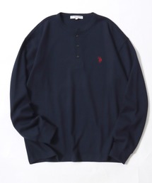 U.S. POLO ASSN.（ユーエスポロアッスン）の「U.S.POLO ASSN.（ユーエスポロアッスン）ヘンリーネック サーマルロンT/ワッフル長袖Tシャツ/ビッグシルエット（Tシャツ/カットソー）」