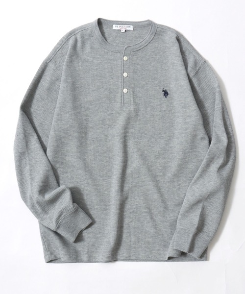 U.S. POLO ASSN.(ユーエスポロアッスン)の「U.S.POLO ASSN.(ユーエスポロアッスン)ヘンリーネック サーマルロンT/ワッフル長袖Tシャツ/ビッグシルエット(Tシャツ/カットソー・メンズ・ホワイト/ブラック/ネイビー/グレー・LL/M/L)」の3枚目の写真