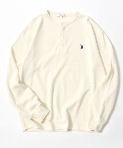 U.S. POLO ASSN.(ユーエスポロアッスン)の「U.S.POLO ASSN.(ユーエスポロアッスン)ヘンリーネック サーマルロンT/ワッフル長袖Tシャツ/ビッグシルエット(Tシャツ/カットソー・メンズ・ホワイト/ブラック/ネイビー/グレー・LL/M/L)」の1枚目の写真