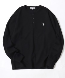 U.S. POLO ASSN.（ユーエスポロアッスン）の「U.S.POLO ASSN.（ユーエスポロアッスン）ヘンリーネック サーマルロンT/ワッフル長袖Tシャツ/ビッグシルエット（Tシャツ/カットソー）」