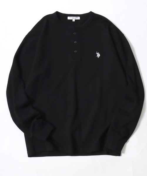 U.S. POLO ASSN.(ユーエスポロアッスン)の「U.S.POLO ASSN.(ユーエスポロアッスン)ヘンリーネック サーマルロンT/ワッフル長袖Tシャツ/ビッグシルエット(Tシャツ/カットソー・メンズ・ホワイト/ブラック/ネイビー/グレー・LL/M/L)」の2枚目の写真