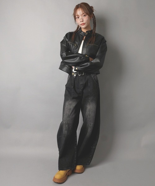 SPINNS(スピンズ)の「シングルライダースジャケット/ストリート女子(ライダースジャケット・レディース・ブラック・ONESIZE)」の12枚目の写真