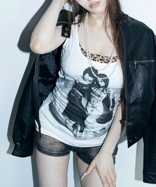 SPINNS(スピンズ)の「シングルライダースジャケット/ストリート女子(ライダースジャケット・レディース・ブラック・ONESIZE)」の2枚目の写真