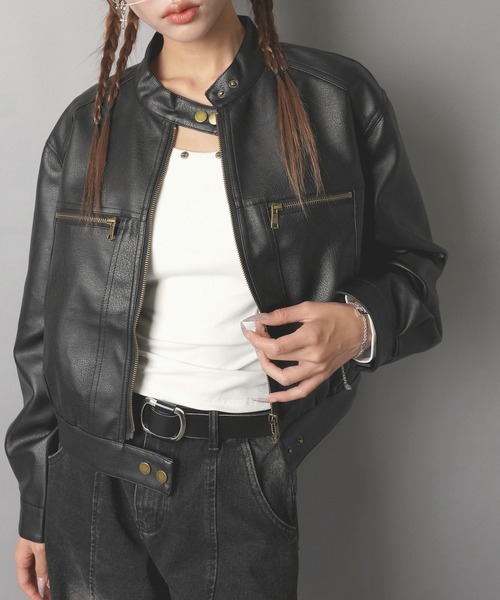 SPINNS(スピンズ)の「シングルライダースジャケット/ストリート女子(ライダースジャケット・レディース・ブラック・ONESIZE)」の10枚目の写真