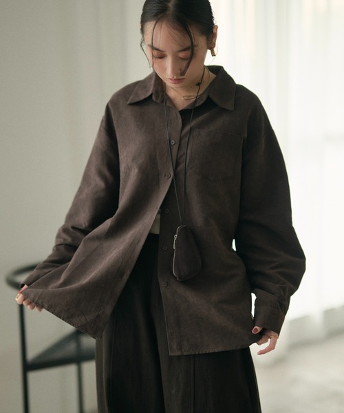 LAULEN(ローレン)の「back buckle suede touch shirt/バックバックルスエードタッチシャツ(シャツ/ブラウス・レディース・カーキ/ブラウン・FREE)」の8枚目の写真