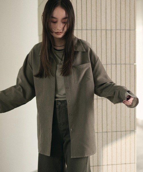 LAULEN(ローレン)の「back buckle suede touch shirt/バックバックルスエードタッチシャツ(シャツ/ブラウス・レディース・カーキ/ブラウン・FREE)」の18枚目の写真