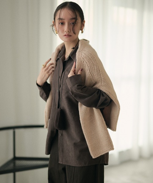 LAULEN(ローレン)の「back buckle suede touch shirt/バックバックルスエードタッチシャツ(シャツ/ブラウス・レディース・カーキ/ブラウン・FREE)」の7枚目の写真