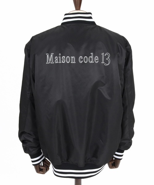 Maison code 13(メゾンコードサーティーン)の「mj11808- Nylon Twill Stadium Jacket スタジアムジャケット(M26W-26)(スタジャン・メンズ・ネイビー/ブラック・M/S/L/XL)」の4枚目の写真