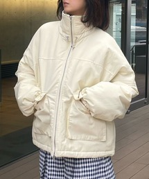 ナイロン混 ツイル中綿 スタンドカラー ブルゾン
