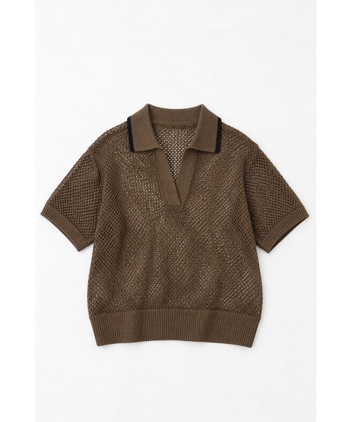 marjour(マージュール)の「LINE MESH POLO KNIT(ニット/セーター・レディース・ブラック/ブラウン・M)」の9枚目の写真