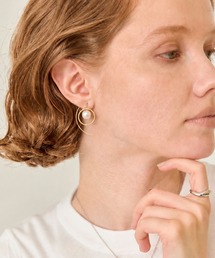 【金属アレルギー対応】モーションリングパールピアス /ニッケルフリー