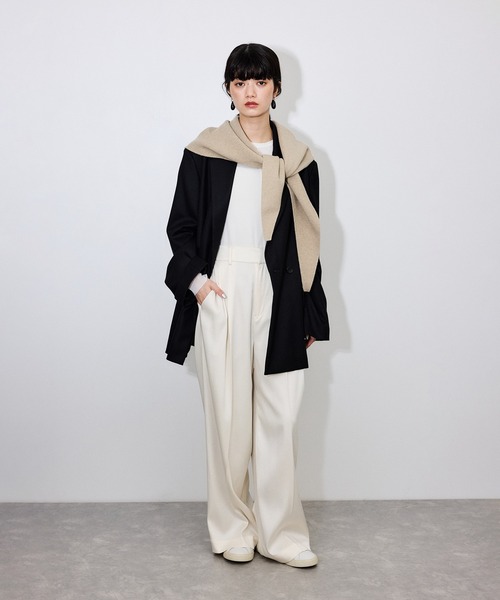 ADAM ET ROPE'(アダムエロペ)の「サテンイージースラックス(スラックス・レディース・オフホワイト/ブラック・38/36)」の3枚目の写真