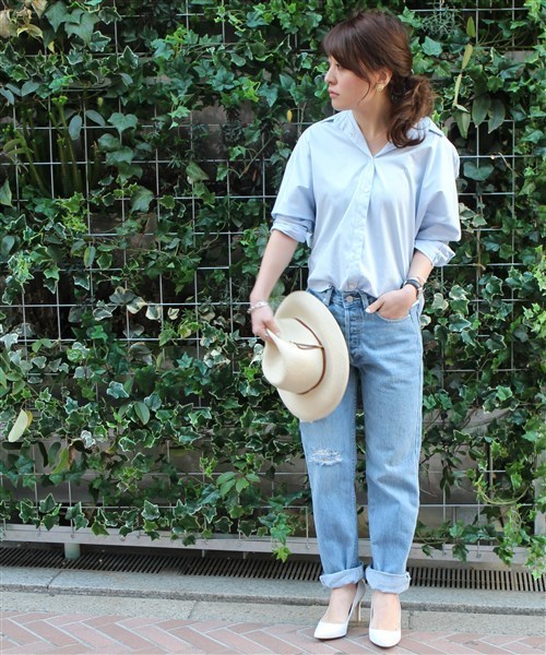 LIMITLESS LUXURY（リミットレスラグジュアリー）の「BIGドロップシャツ◆（シャツ/ブラウス・レディース・ホワイト/ネイビー/サックスブルー・FREE）」の6枚目の写真