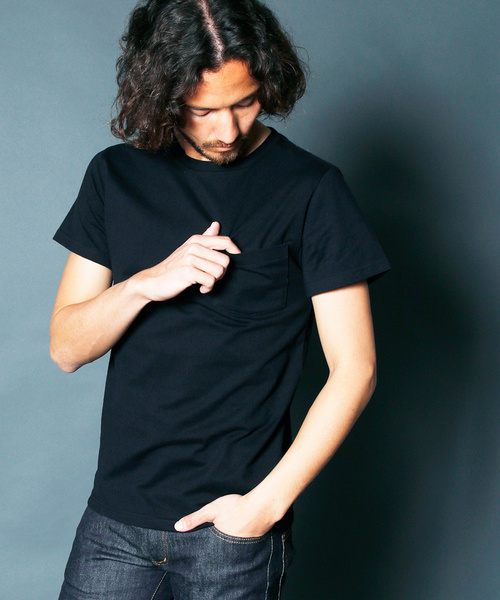 Magine（マージン）の「CLASSIC CTN C/N PKT TEE：クラシックコットン クルーネックポケットTEE（Tシャツ/カットソー・メンズ・ブラック/ホワイト/グレー/ブルー/ネイビー・48/46/44）」の3枚目の写真