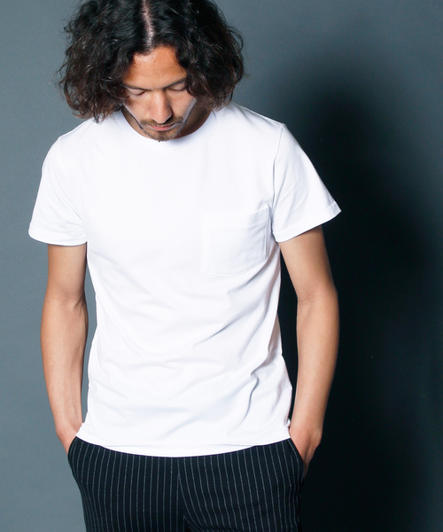 Magine（マージン）の「CLASSIC CTN C/N PKT TEE：クラシックコットン クルーネックポケットTEE（Tシャツ/カットソー・メンズ・ブラック/ホワイト/グレー/ブルー/ネイビー・48/46/44）」の6枚目の写真