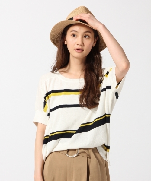 GLOBAL WORK（グローバルワーク）の「【接触冷感】12ゲージ2WAYニットプルオーバー半袖/749769（ニット/セーター・レディース・ネイビー/ダークブルー/レッド系その他/ライトグレー/その他・MEDIUM/LARGE）」の5枚目の写真