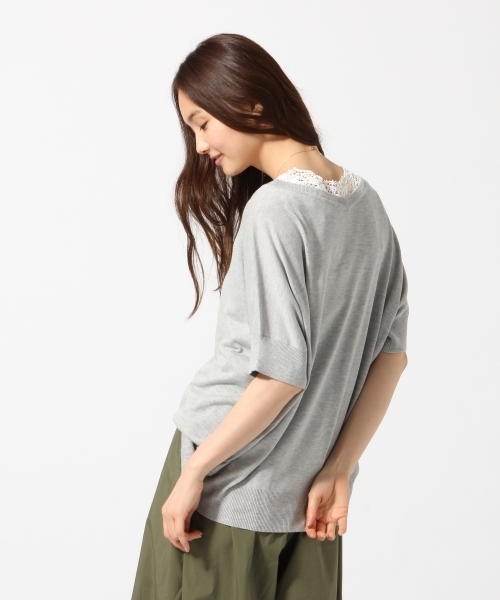 GLOBAL WORK（グローバルワーク）の「【接触冷感】12ゲージ2WAYニットプルオーバー半袖/749769（ニット/セーター・レディース・ネイビー/ダークブルー/レッド系その他/ライトグレー/その他・MEDIUM/LARGE）」の2枚目の写真