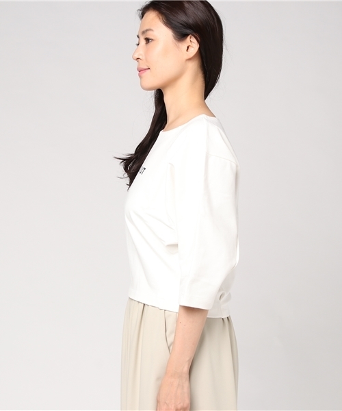 un dix cors（アンディコール）の「SINGLEOUTロゴTシャツ（Tシャツ/カットソー・レディース・オレンジ/ホワイト・ﾌﾘ-）」の7枚目の写真