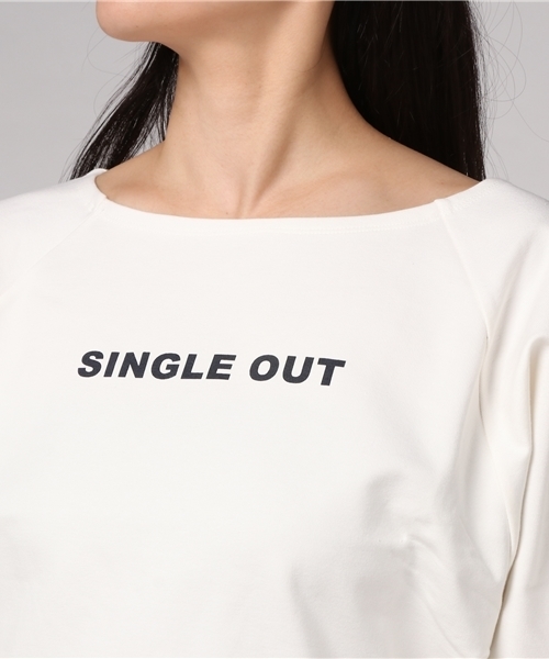 un dix cors（アンディコール）の「SINGLEOUTロゴTシャツ（Tシャツ/カットソー・レディース・オレンジ/ホワイト・ﾌﾘ-）」の9枚目の写真