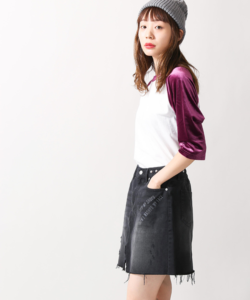Wego ウィゴー の Wego ダメージデニムミニスカート デニムスカート Wear