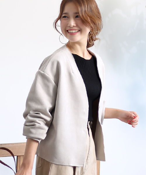 Bab Bou Jeloud(バブブージュルード)の「【WEB限定】立体バルーンショートジャケット(ノーカラージャケット・レディース・カーキ/グレイッシュベージュ/モカ・FREE)」の2枚目の写真