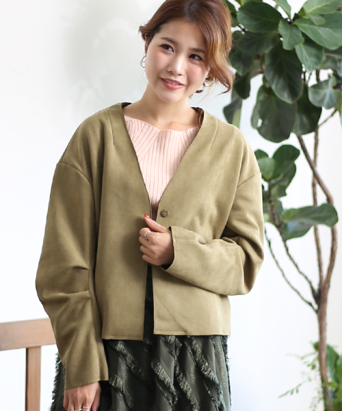 Bab Bou Jeloud(バブブージュルード)の「【WEB限定】立体バルーンショートジャケット(ノーカラージャケット・レディース・カーキ/グレイッシュベージュ/モカ・FREE)」の12枚目の写真