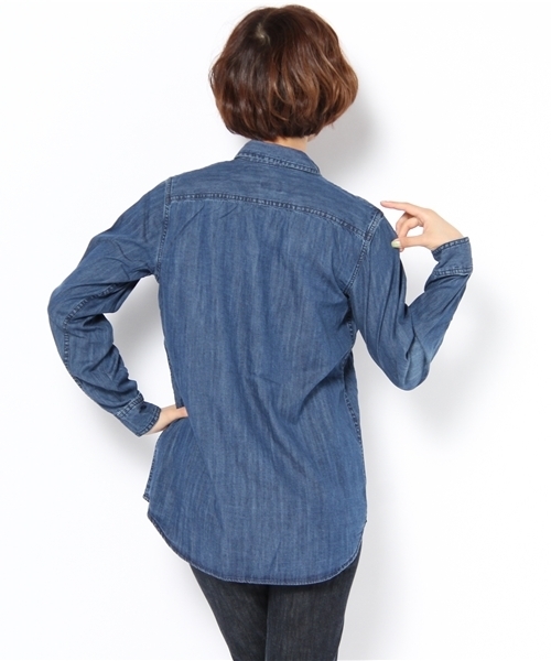 coen（コーエン）の「デニムワークシャツ（シャツ/ブラウス・レディース・ネイビー・MEDIUM/LARGE）」の3枚目の写真