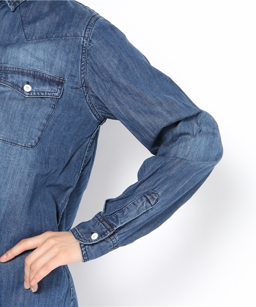 coen（コーエン）の「デニムワークシャツ（シャツ/ブラウス・レディース・ネイビー・MEDIUM/LARGE）」の5枚目の写真