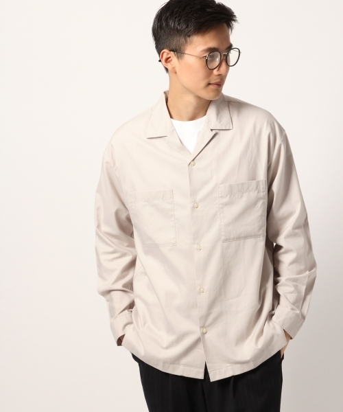 GLOBAL WORK（グローバルワーク）の「コットンレーヨンオープンカラーシャツ/779331（シャツ/ブラウス・メンズ・ベージュ系その他3/ネイビー/サックスブルー/グレー系その他・LARGE/SMALL/MEDIUM/X-LARGE）」の2枚目の写真