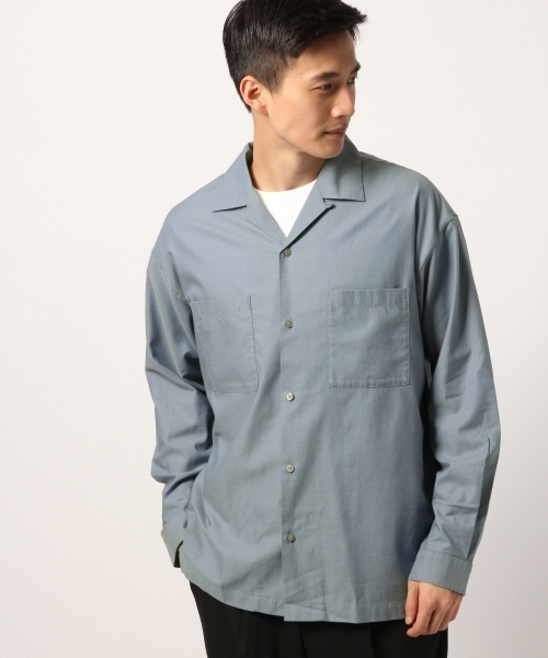 GLOBAL WORK（グローバルワーク）の「コットンレーヨンオープンカラーシャツ/779331（シャツ/ブラウス・メンズ・ベージュ系その他3/ネイビー/サックスブルー/グレー系その他・LARGE/SMALL/MEDIUM/X-LARGE）」の4枚目の写真